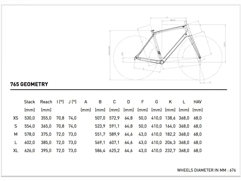 Look 765 Geometry Chart